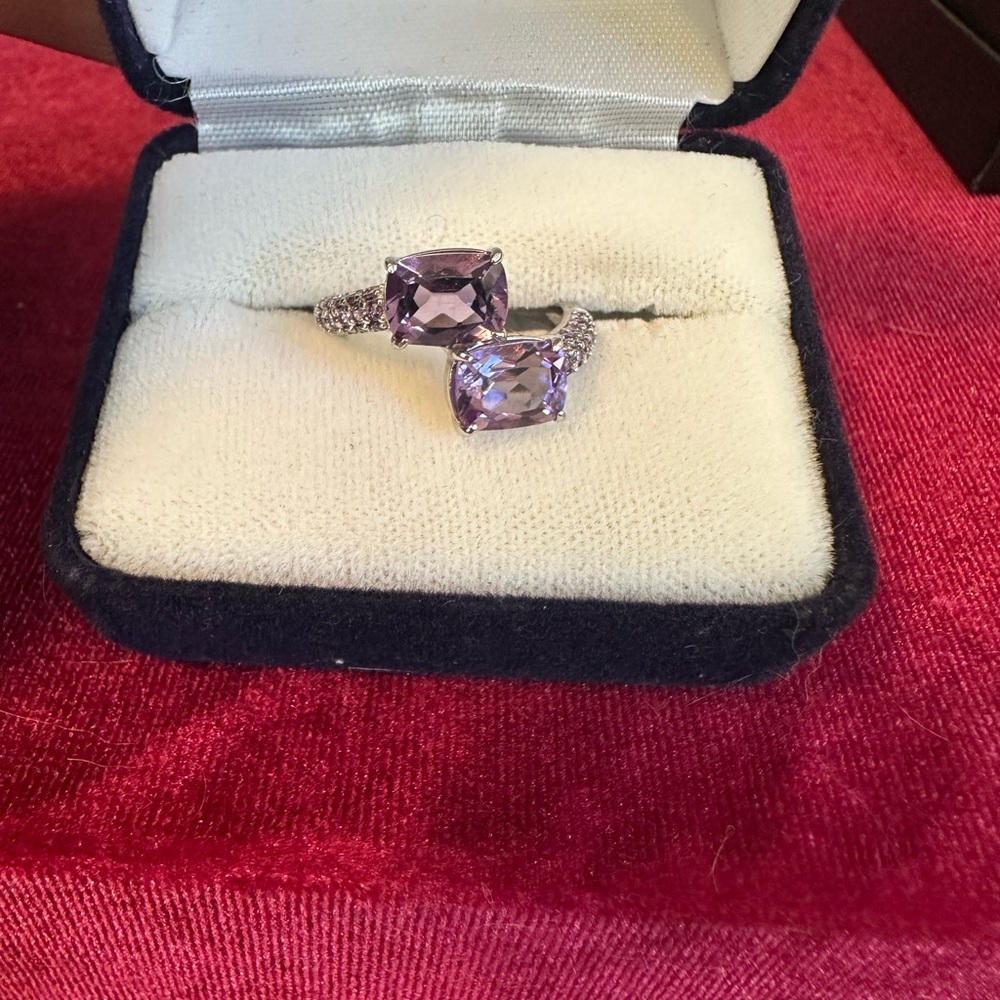 Bomb Party silver & purple ring size 6